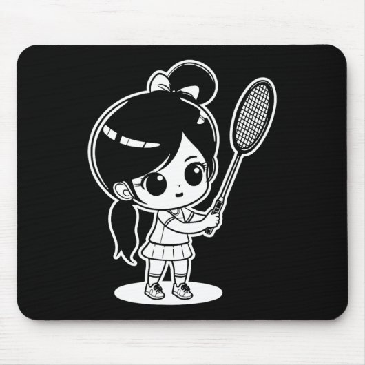 Little Badmintonist Cartoon Shuttle Muismat (Voorkant)