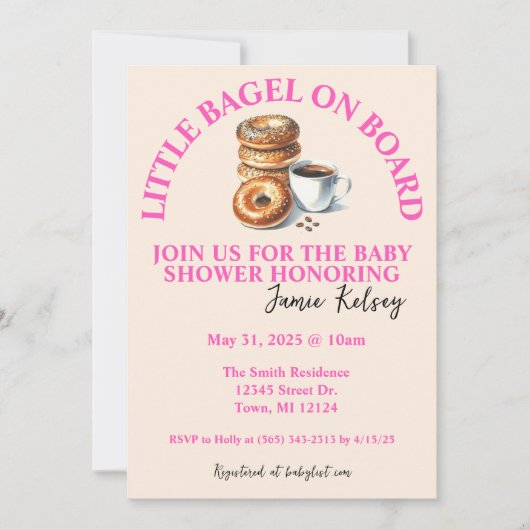 Little Bagel aan boord Baby shower Invitation Kaart (Voorkant)