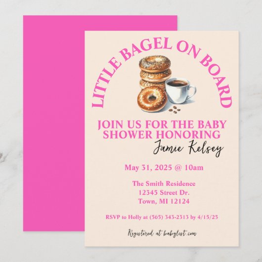Little Bagel aan boord Baby shower Invitation Kaart (Voorkant / Achterkant)