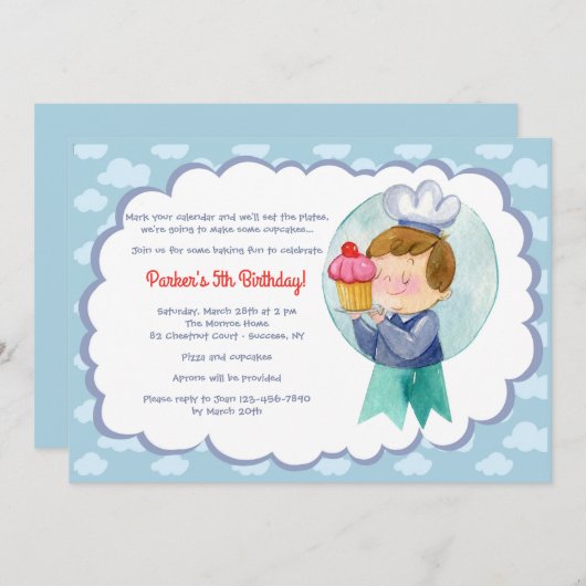 Little Baker Invitation Kaart (Voorkant / Achterkant)