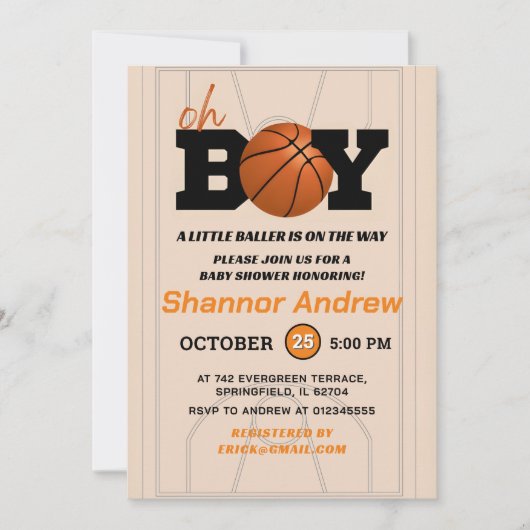 Little Baller is op weg Basketbal Baby shower Kaart (Voorkant)