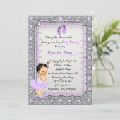 Little Ballerina Baby shower Invitation, trendy Kaart (Staand voorkant)