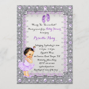 Little Ballerina Baby shower Invitation, trendy Kaart