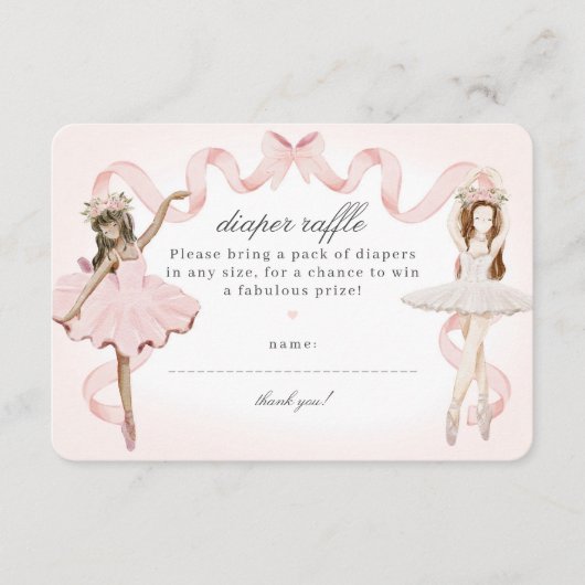 Little Ballerina Baby shower Luier Raffle Insert Informatiekaartje (Voorkant)