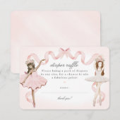 Little Ballerina Baby shower Luier Raffle Insert Informatiekaartje (Voorkant / Achterkant)