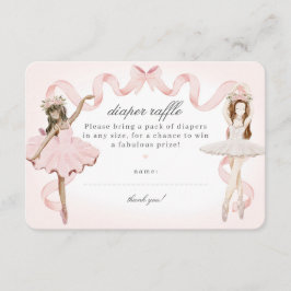 Little Ballerina Baby shower Luier Raffle Insert Informatiekaartje