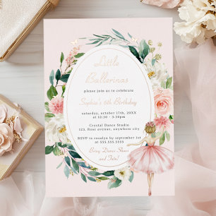 Little Ballerina Butterfly Floral Kids Verjaardag Folie Uitnodiging