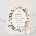 Little Ballerina Floral Roos Gold Kids Verjaardag Folie Uitnodiging<br><div class="desc">Birthday-uitnodigingen in de Little Bayleigh Store!</div>