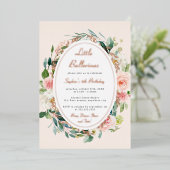 Little Ballerina Kids Verjaardag Roos Gouden Bloem Folie Uitnodiging (Staand Voorkant)