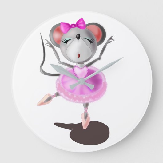 Little Ballerina Mouse Ballet Dancer - Uw kleur Grote Klok (Voorkant)