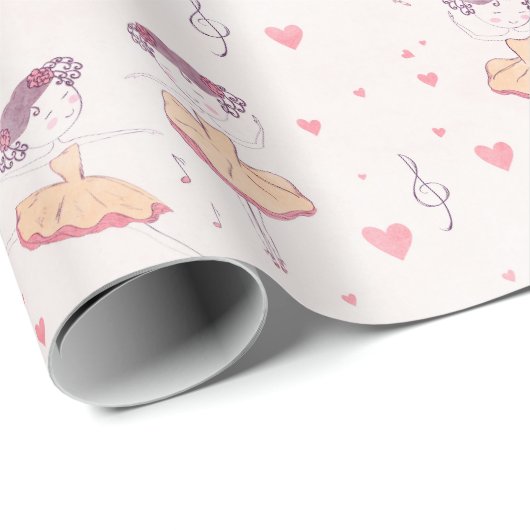 Little Ballerina op lichte achtergrond Cadeaupapier (Rol Hoek)