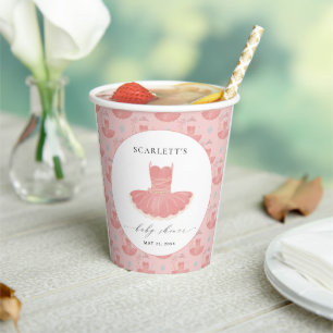 Little Ballerina Pink Tutu Baby shower Papieren Bekers