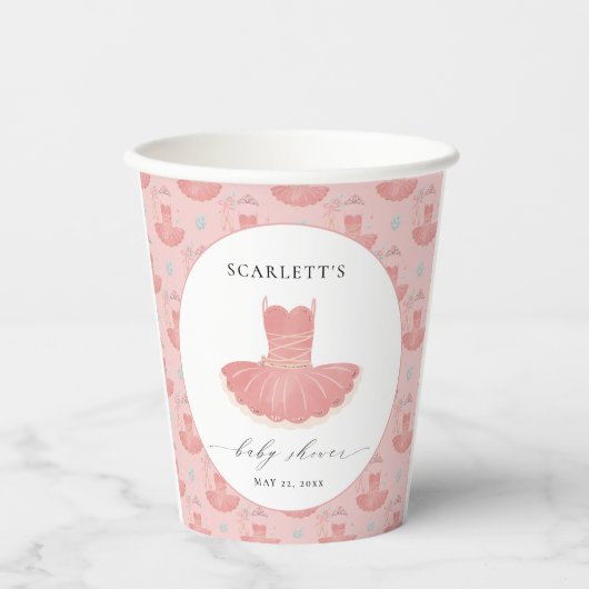 Little Ballerina Pink Tutu Baby shower Papieren Bekers (Voorkant)