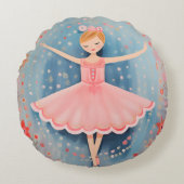Little Ballerina Rond Kussen (Voorkant)
