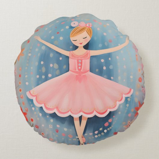 Little Ballerina Rond Kussen (Achterkant)