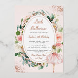 Little Ballerina Roos Gold Floral Kids Verjaardag Folie Uitnodiging<br><div class="desc">Birthday-uitnodigingen in de Little Bayleigh Store!</div>