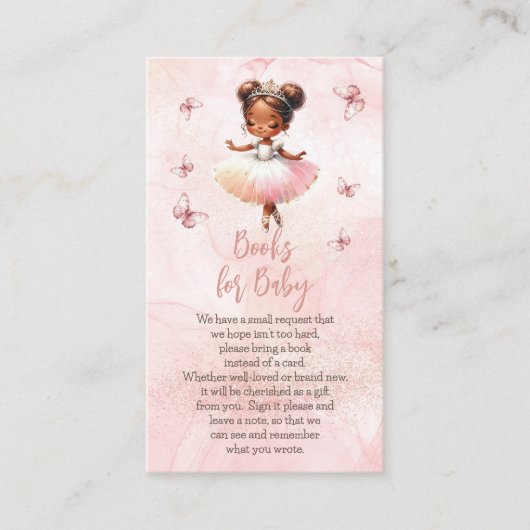 Little Ballerina Roze Baby shower Boeken voor Baby Informatiekaartje (Voorkant)
