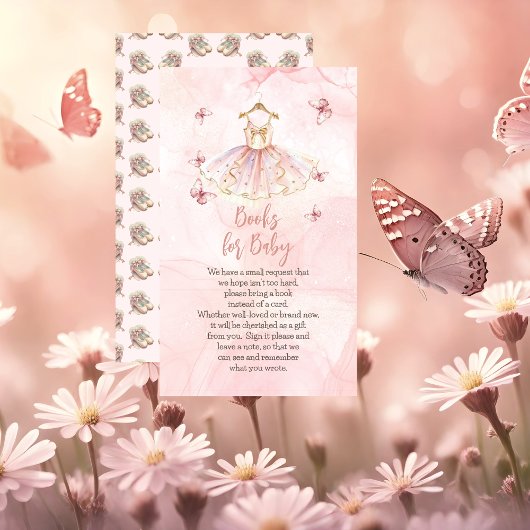 Little Ballerina Roze Baby shower Boeken voor Baby Informatiekaartje