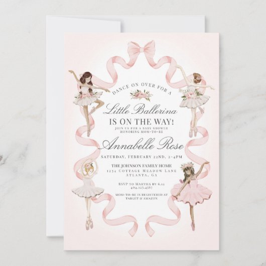 Little Ballerina Roze Ballet Meisje Baby shower In (Voorkant)