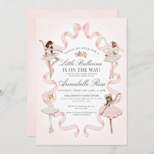 Little Ballerina Roze Ballet Meisje Baby shower In (Voorkant / Achterkant)