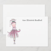 Little Ballerina roze Personalized Bedankkaart (Voorkant / Achterkant)