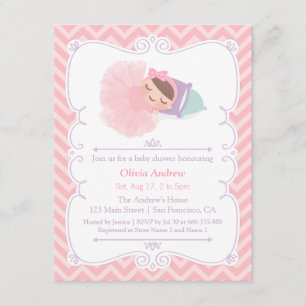 Little Ballerina Tutu Girl Baby Shower Invitations Kaart