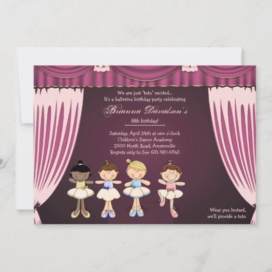 Little Ballerinas on Stage Invitation Kaart (Voorkant)
