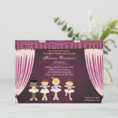 Little Ballerinas on Stage Invitation Kaart (Staand voorkant)