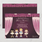 Little Ballerinas on Stage Invitation Kaart (Voorkant / Achterkant)