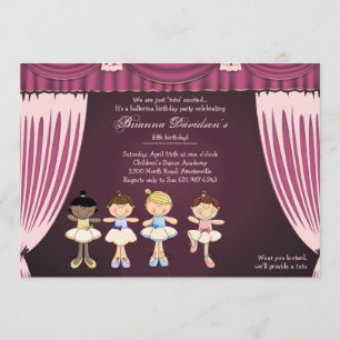 Little Ballerinas on Stage Invitation Kaart