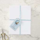 Little Bambi blue Flowers Crescent Moon & Clouds Cadeaulabel (Met Touw)