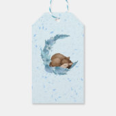 Little Bambi blue Flowers Crescent Moon & Clouds Cadeaulabel (Achterkant)