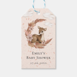 Little Bambi & Flowers Pastel Pink Baby Birthday Cadeaulabel