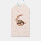 Little Bambi & Flowers Pastel Pink Baby Birthday Cadeaulabel (Achterkant)