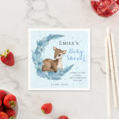 Little Bambi & Half-moon Flowers Blue Baby shower Servet (Insitu)