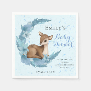 Little Bambi & Half-moon Flowers Blue Baby shower Servet