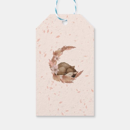 Little Bambi met Flowers Crescent Moon & Clouds Cadeaulabel (Achterkant)