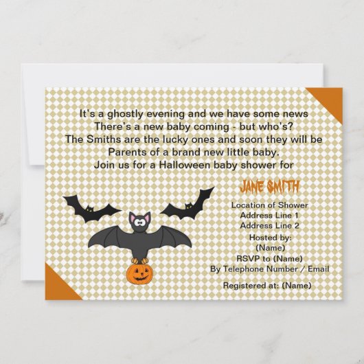 Little Bat Halloween Baby shower Invitation Cards Kaart (Voorkant)