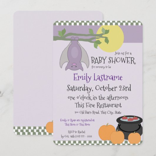 Little Bat Halloween Baby shower Kaart (Voorkant / Achterkant)