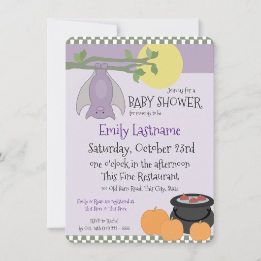 Little Bat Halloween Baby shower Kaart (Voorkant)