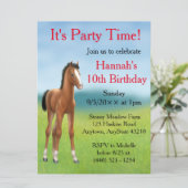 Little Bay Horse Colt verjaardagsfeestje uitnodigi Kaart (Staand voorkant)