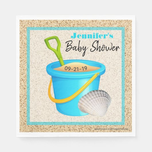 Little Beach Baby Blauwgroen Blue Sand Pail Baby s Servet (Voorkant)