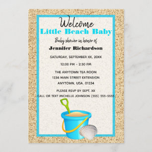Little Beach Baby Blauwgroen Sand Pail Baby shower Kaart