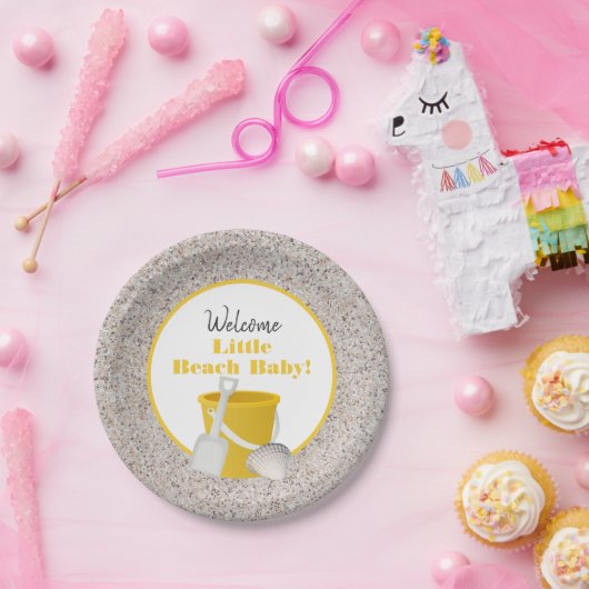 Little Beach Baby Shovel en Pail Baby shower Papieren Bordje (Feest)