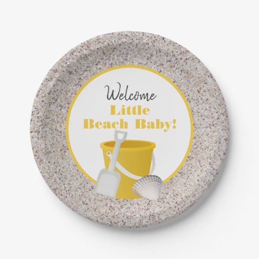 Little Beach Baby Shovel en Pail Baby shower Papieren Bordje (Voorkant)