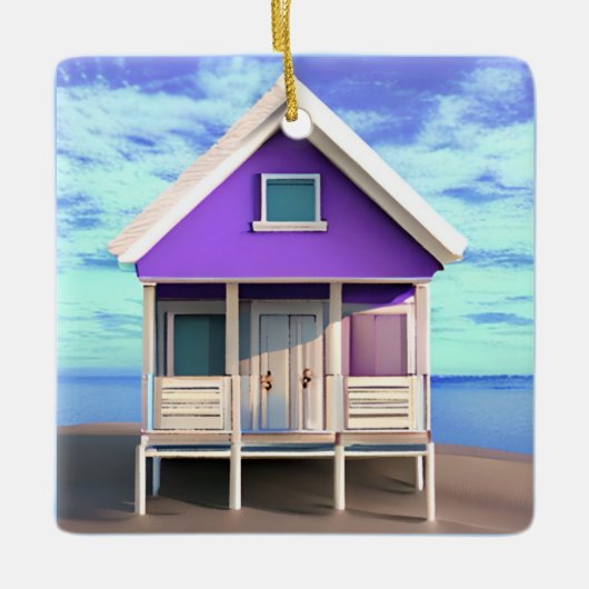 Little Beach Shack op het Zand Keramisch Ornament (Voorkant)