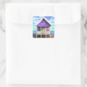 Little Beach Shack op het Zand Vierkante Sticker (Tas)