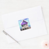 Little Beach Shack op het Zand Vierkante Sticker (Envelop)