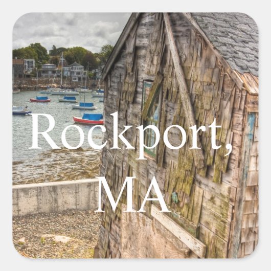  Little Beach Shack Rockport, MA Vierkante Sticker (Voorkant)