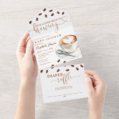 Little Bean Brewing Coffee Baby Shower All In One Uitnodiging (Afscheurbaar)